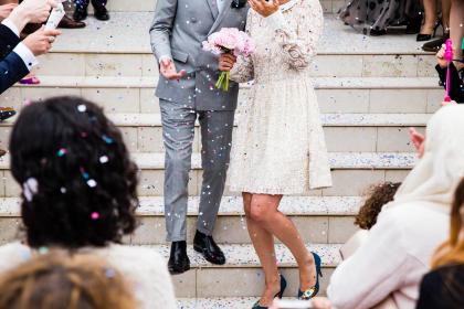 wedding on steps