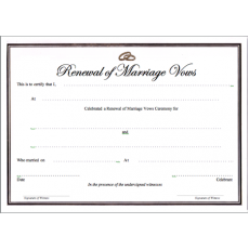 A4 white gold  certificate - renewal of vows